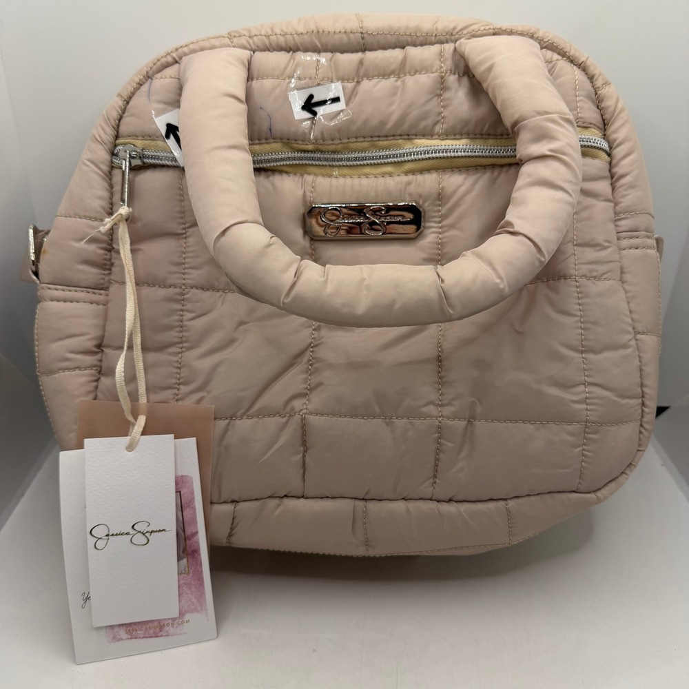 Jessica Simpson Quilted Puffer Crossbody Bag Beige NWT S# 4149